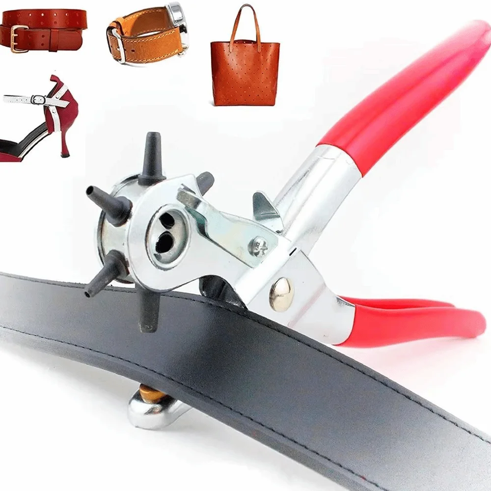 

Прочный кожаный дырокол 6 размеров, вращающийся портативный кожаный дырокол, плоскогубцы из углеродистой стали, дырокол с петелькой, ремешок для часов