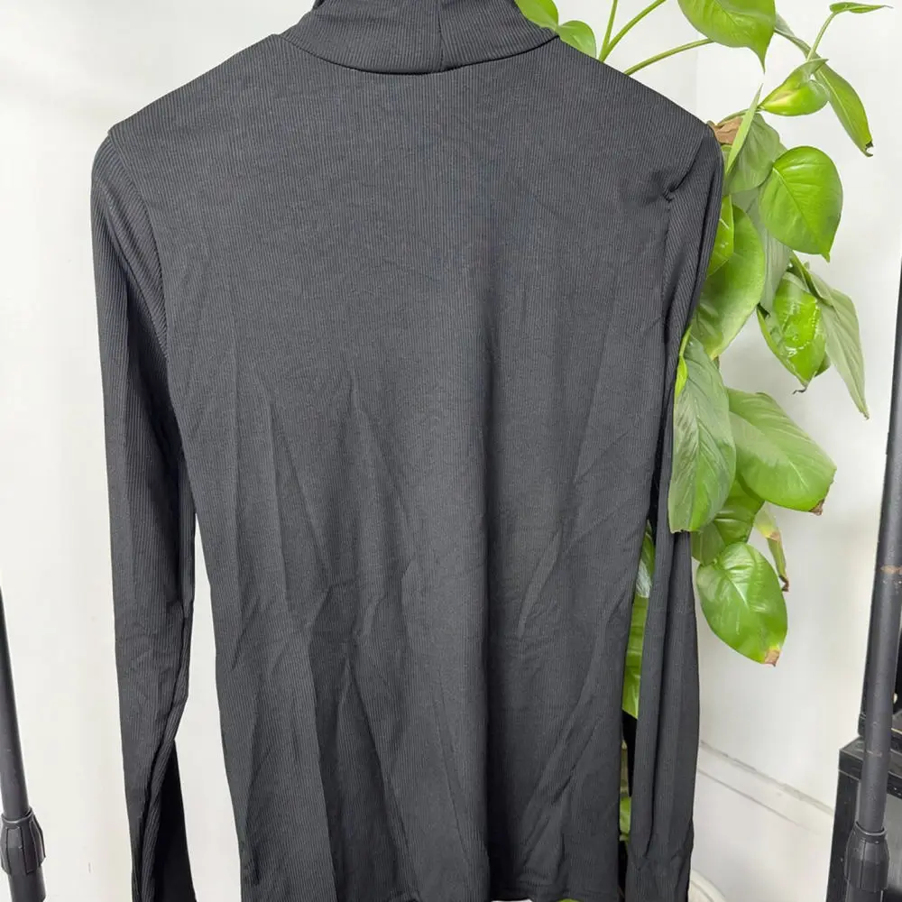 Mens Long Sleeve Turtleneck T Shirt Slim Fit Ribbed Knit Side Button Pullover Casual Thermal Autumn Winter Clothing