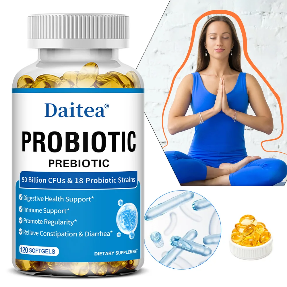 

Пробиотик Daitea + пребиотик 90 миллиардов CFU для женщин и мужчин без ГМО, питовы пищеварительной системы, метеболизма и здоровья кишечника