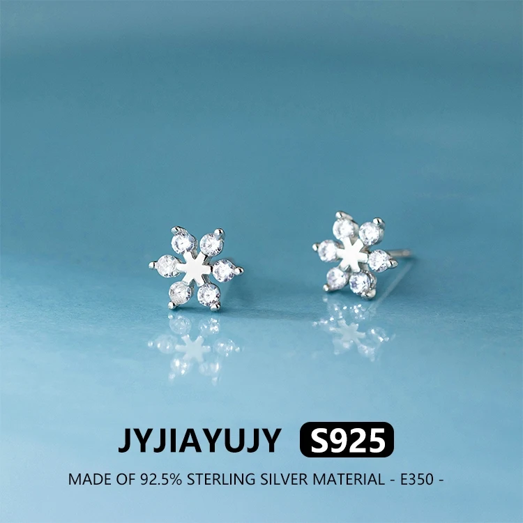

JYJIAYUJY 100% цельно оригинальные серьги-гвоздики из стерлингового серебра S925, комплект в форме снежинки с цирконием для ее подарка для женщин E350