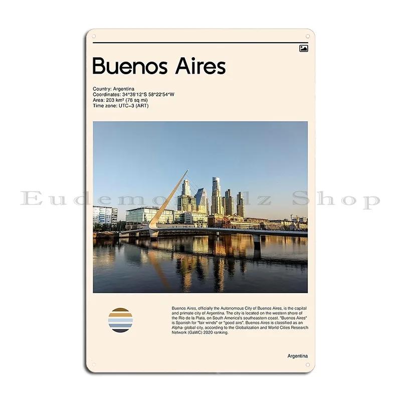 Visit Buenos Aires Argentina Travel Poster Metal Plaque Poster Plaques Customized Plates Living Room Bar Tin Sign Poster