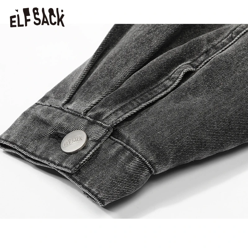 Imagem -06 - Elfsack Preto Cowboy Algodão Cabolsas Feminino 2023 Inverno Novo Design Curto Outwears