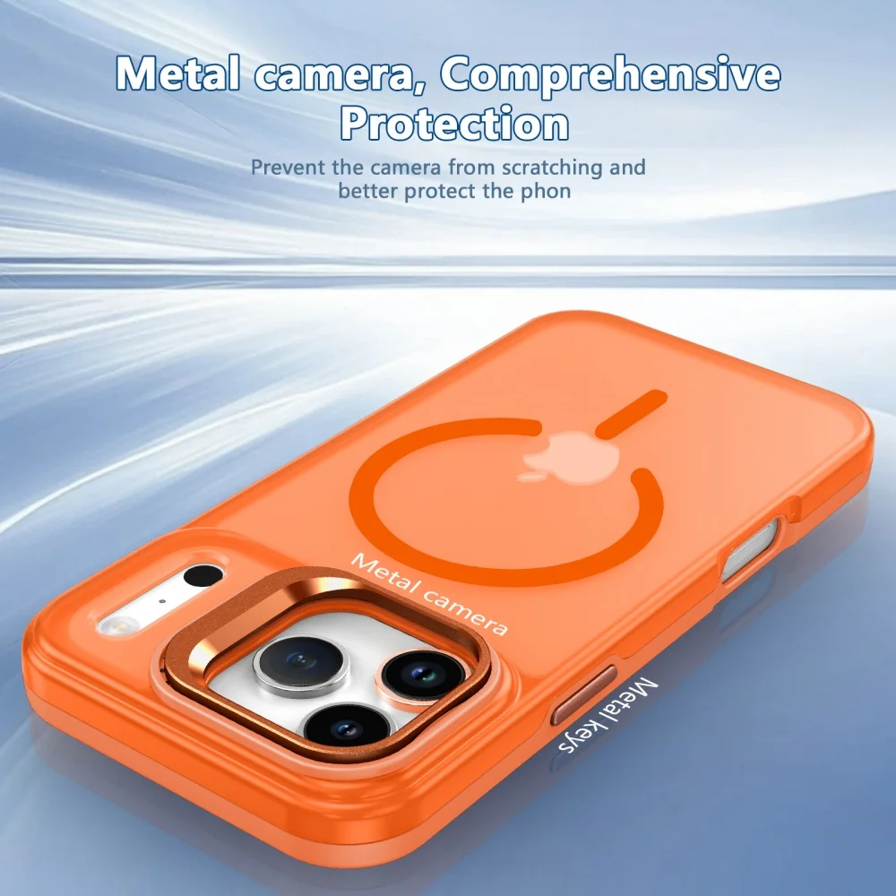 Soporte de lente magnético para funda Magsafe para iPhone 17 Pro Max 16 15 11 13 12 14 Plus, cubierta híbrida mate a prueba de golpes