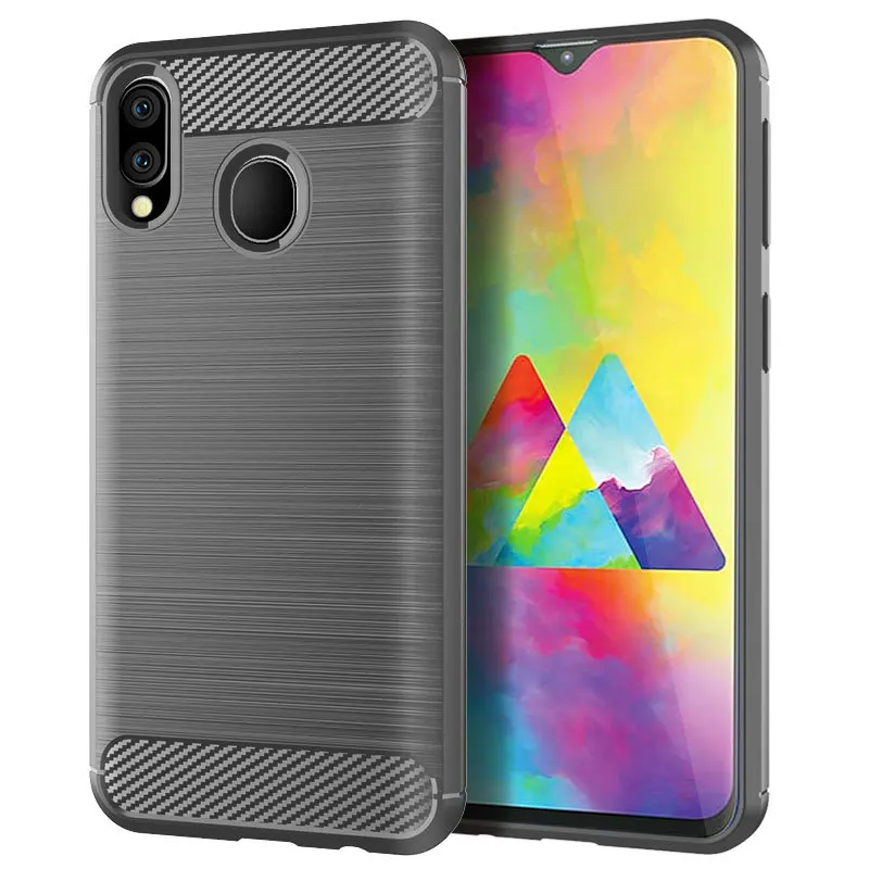 Soft TPU Armor Case For Samsung Galaxy M20 Texture Shockproof Bumper Silicone Case for Galaxy M20 Soft Smart Phone Back Cover