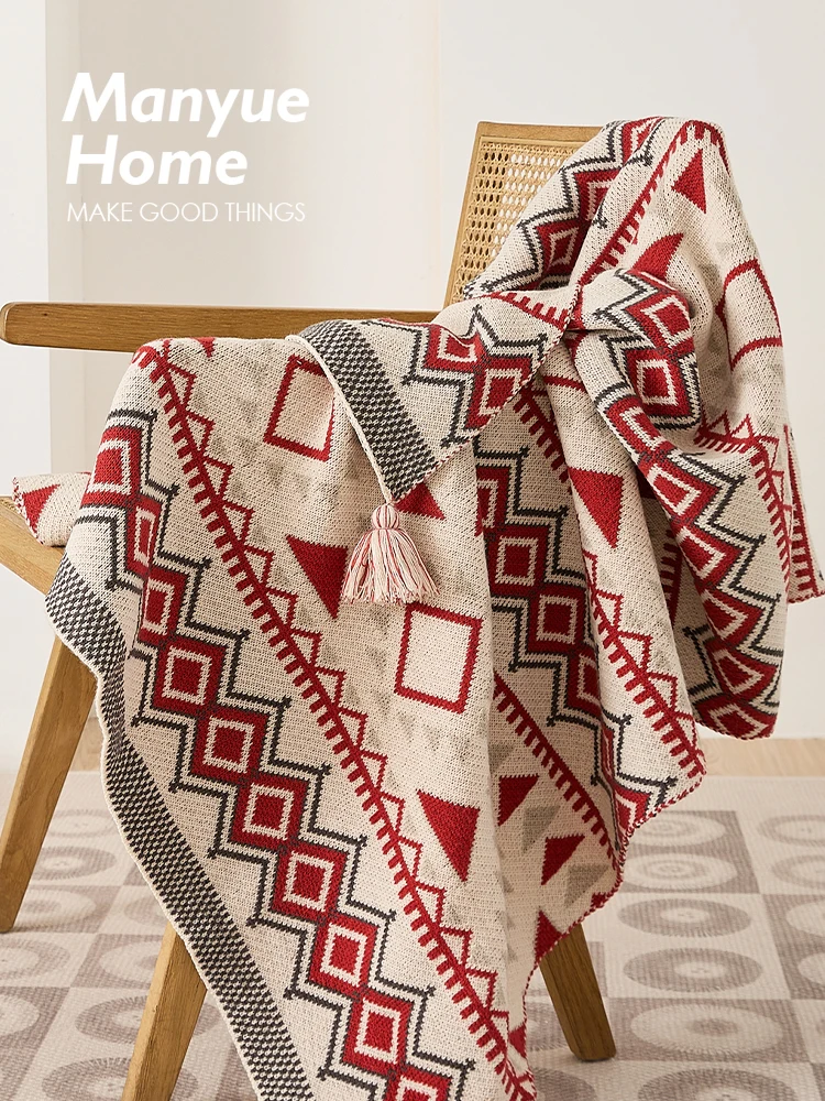 

Вязаное одеяло-плед n Sle A-Class для кондиционера, покрывало для дивана, мягкий уютный плед с геометрическим узором для спальни