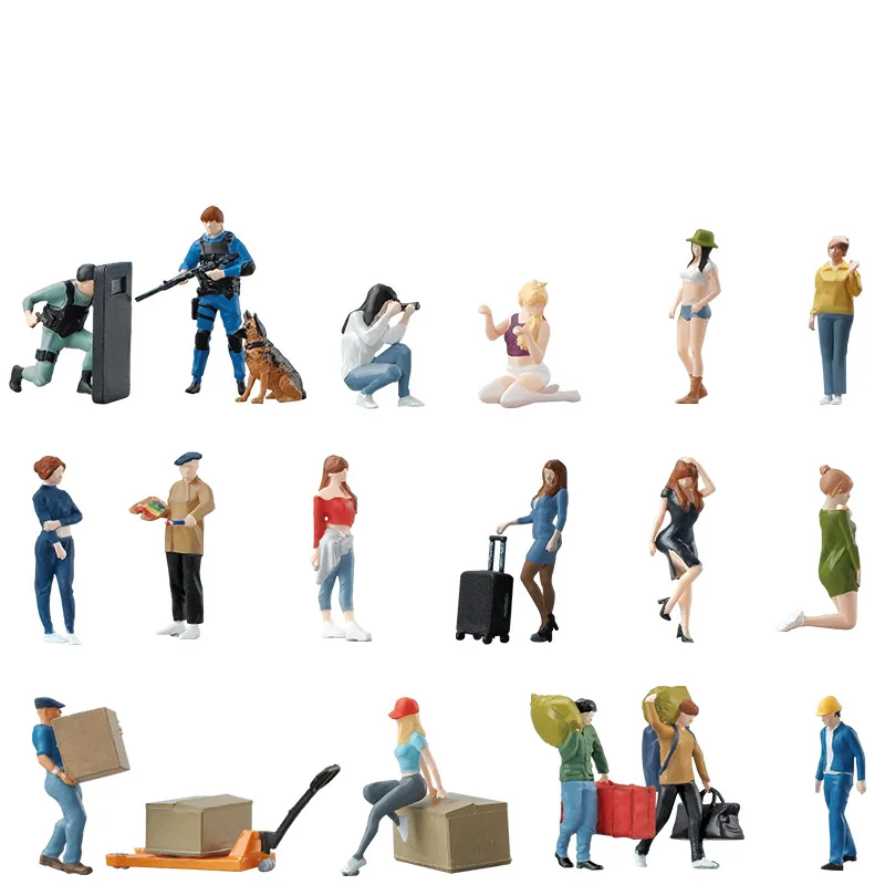 DIY Handmade 1/64 Action Figures Painted Model City Station Miniature Scene Figure Trendy Girl Diorama Creative Photography Toys