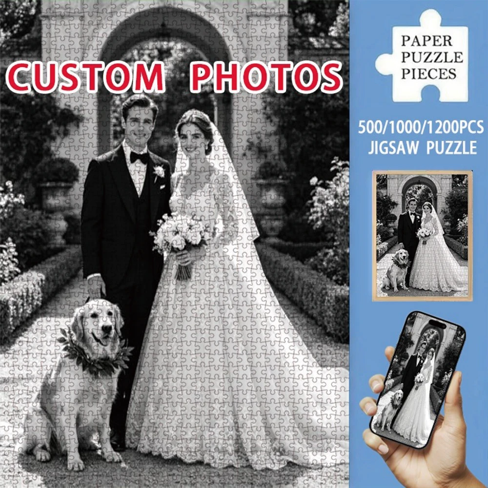 35/300/500/1048pcs Personalized Custom Photo Puzzle Wedding Photos For Housewarming Bedroom/Living Room For Children's Day