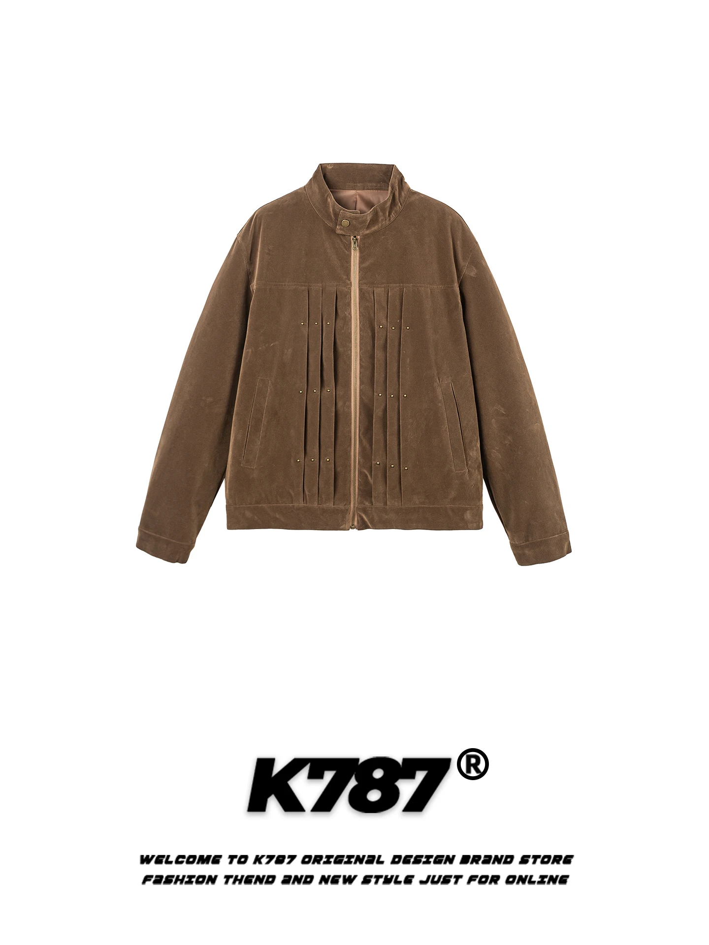 

Ретро-куртка в американском стиле из замши с воротником-стойкой, оверсайз, повседневная, весенняя верхняя одежда для пар, молодежная, из полиэстеровой смеси