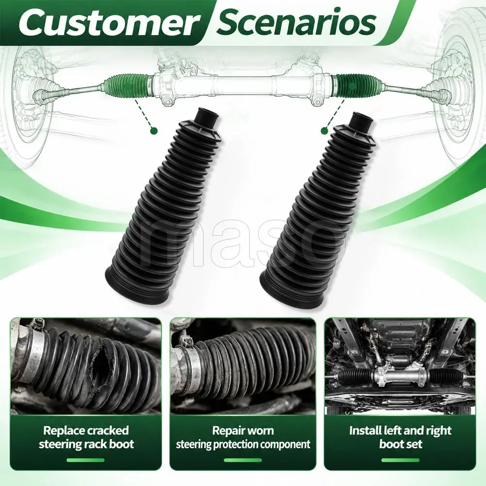2pcs Steering Rack Boot Dust Cover Rubber Material Left and Right For Audi A4 S4 A5 S5 RS5 Q5 A8 S8 Car Accessories