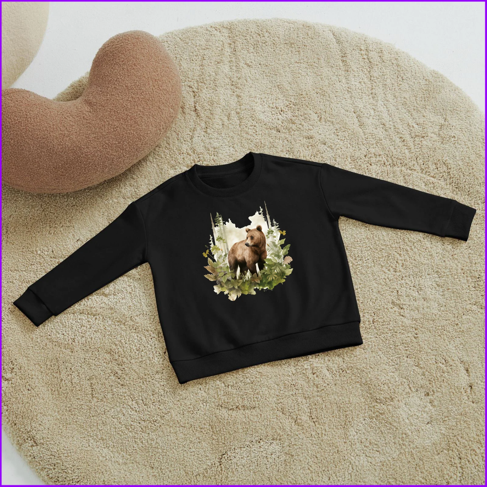 Bear Walking Through A Forest With A Stream Sja114 Kids Boys Girls Hoodies Sweatshirts Toddler Tees Designer Luxury Pink Chile