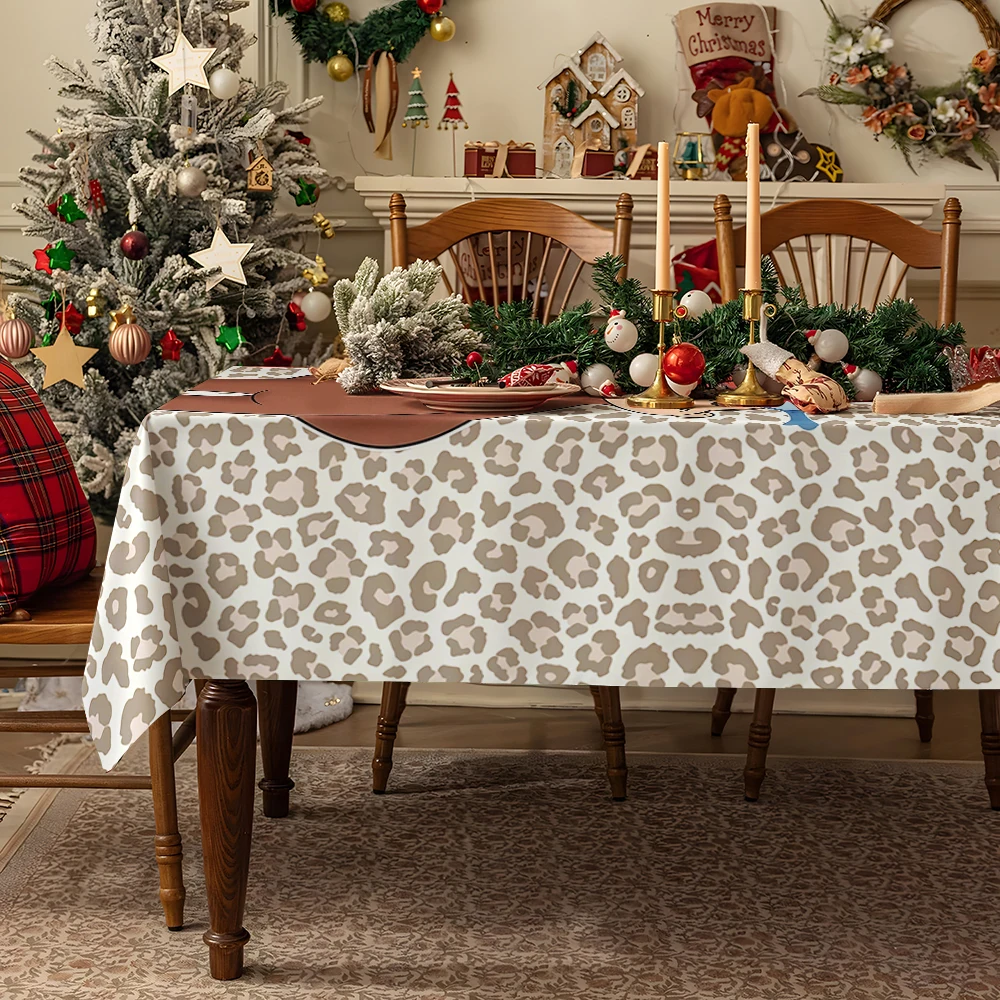 Leopard LOVE with Red Lips Table Cloth Waterproof Tablecloth Spill Proof Table Cloth, Wipe Clean Table Cloth for Dining Camping