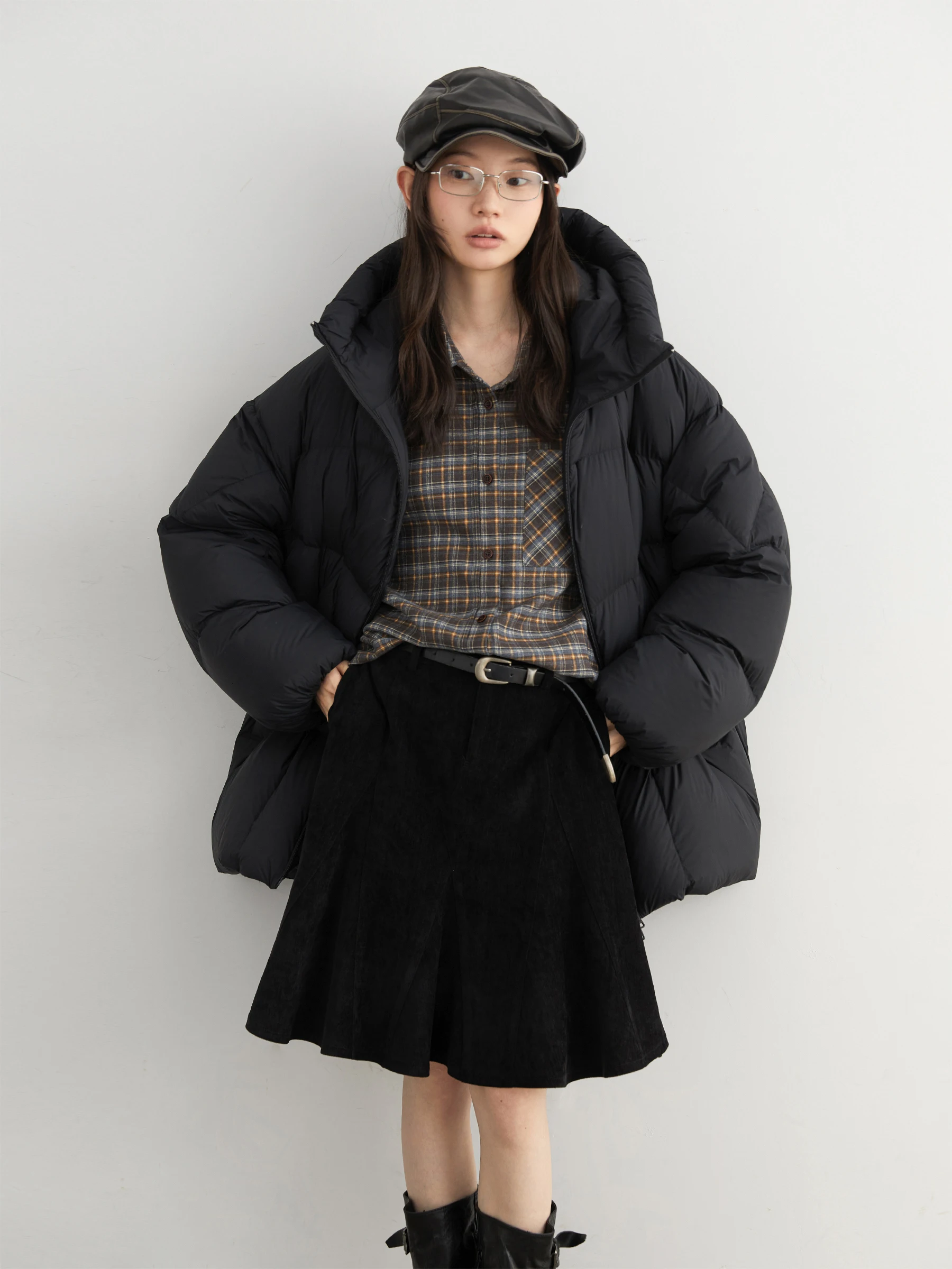 CHIC VEN Women Down Coats Loose Casual Hooded Stand Up Collar Down Jacket 90 White Duck Down Warm Autumn Winter 2025