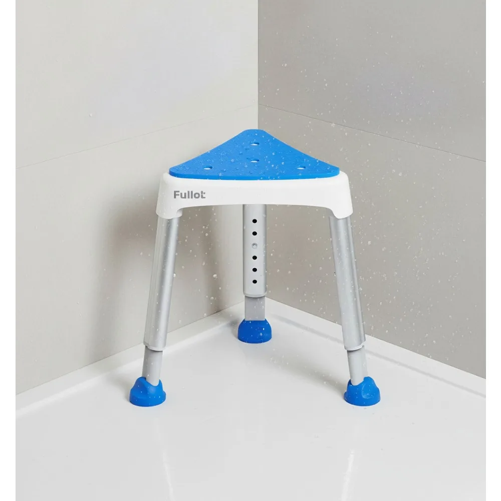 

Space-Saving Triangular Shower Chair for Elderly & Disabled, 400 lbs Adjustable Stool with Non-Slip Feet, Tool-Free Assembly