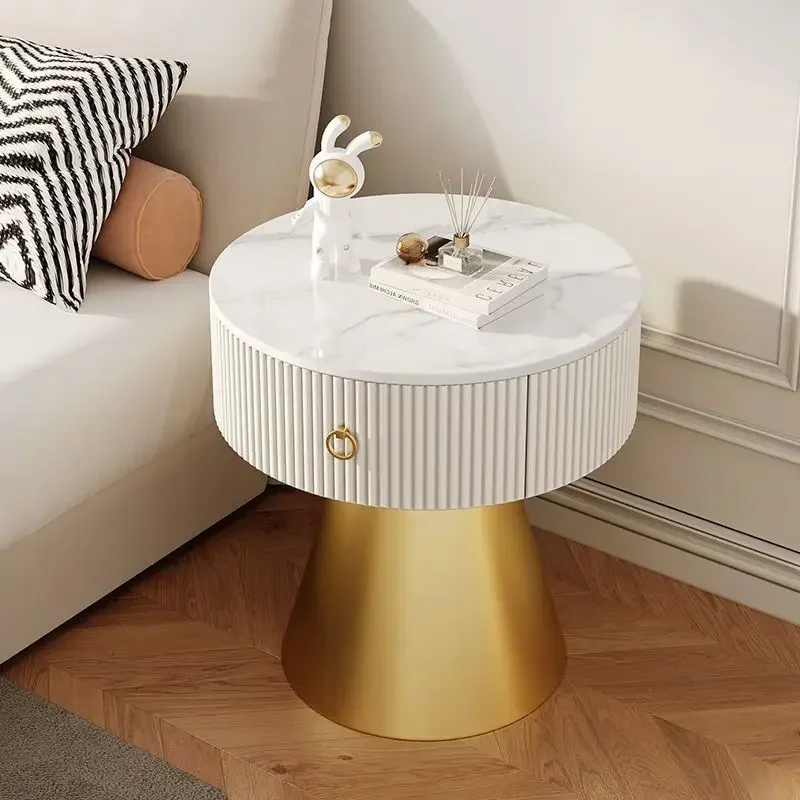 Cream guest simple modern slate side coffee table household bedroom bedside table drawer creative