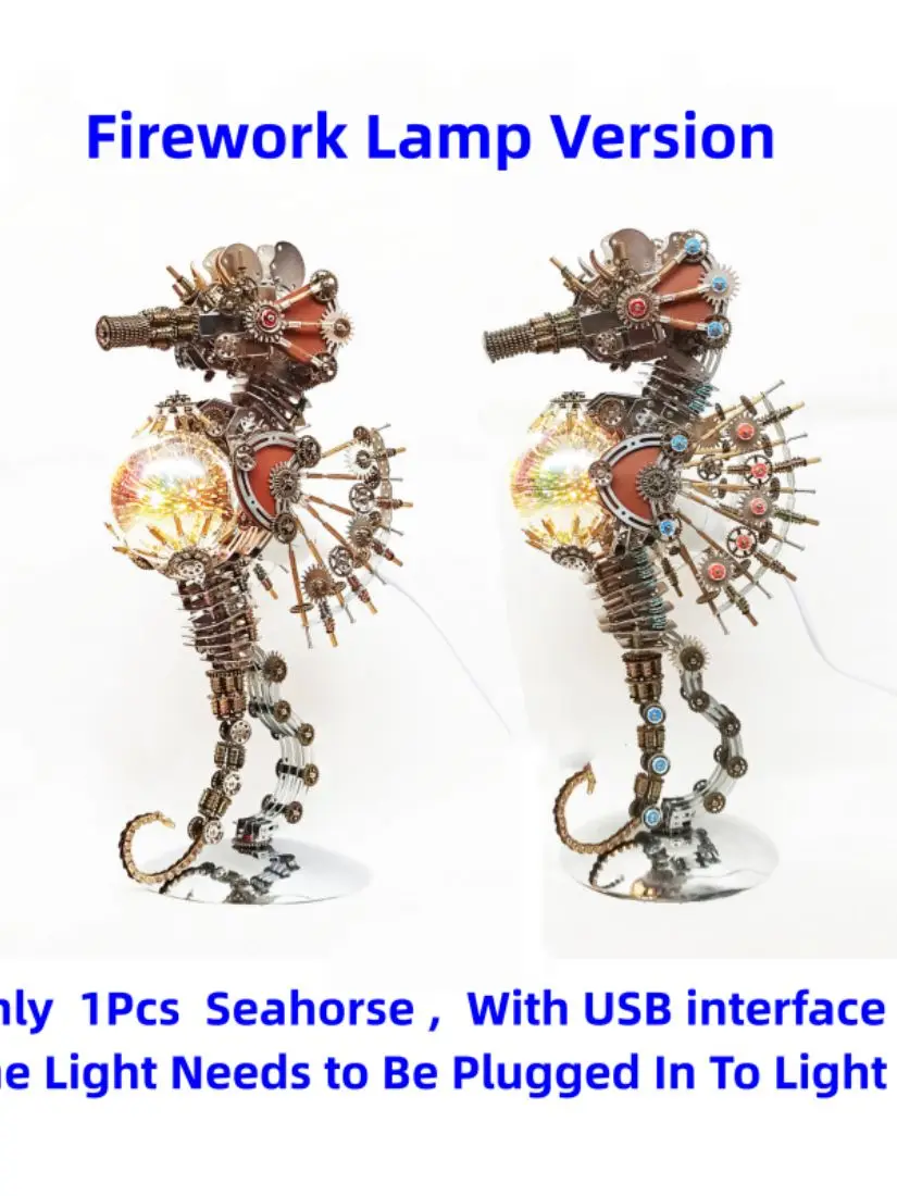 3D Puzzel Zeepaardje Metalen Assemblage Mechanische Zeedieren Building Model Kit Steampunk DIY Speelgoed voor Kinderen Volwassenen 2100 Stuks - afbeelding 2