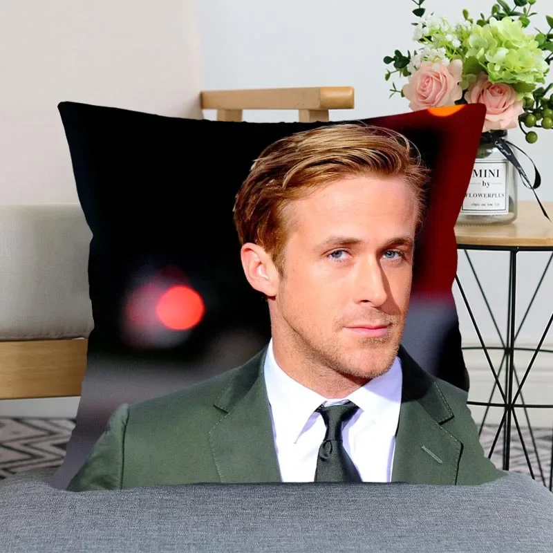 New Ryan Gosling Pillowcase Bedroom Home Decorative Gift Pillow Cover Square Zipper Pillow Cases 45x45 Satin Soft