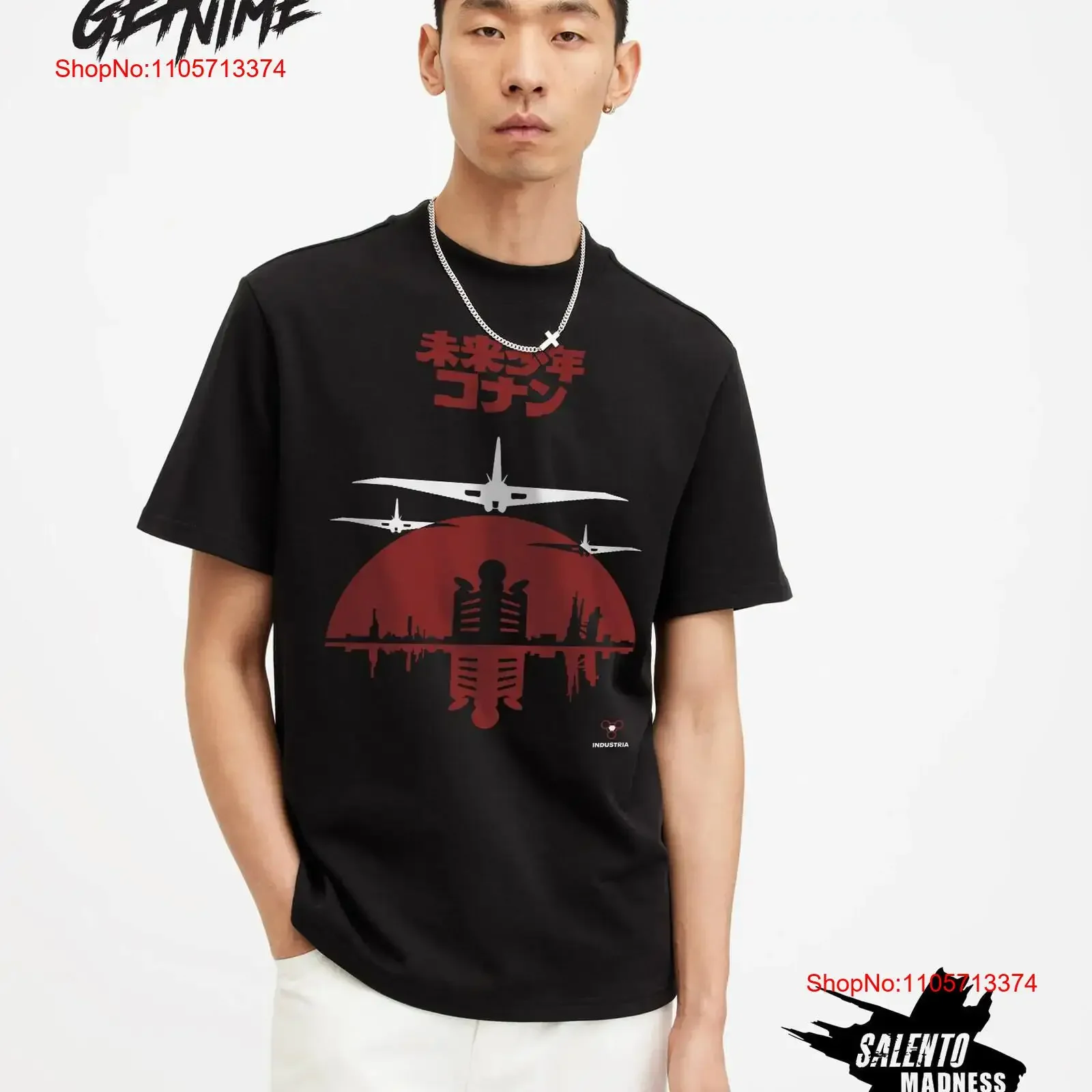 INDUSTRIA Conan the Future Boy organic cotton T Shirt vintage Washed Stretched Slightly graphic Casual Breathable streetwear