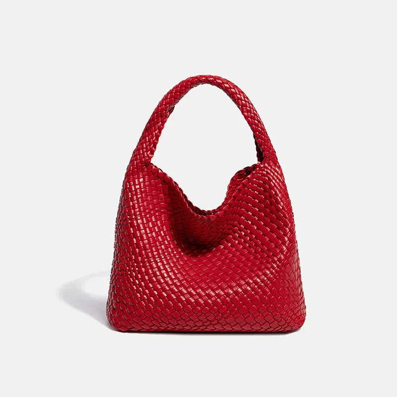 Purses and Handbags 2024 Hand-woven Bucket Bag Soft Leather High-end Feel Women's Handbag Shoulder Underarm Vegetable Basket Bag