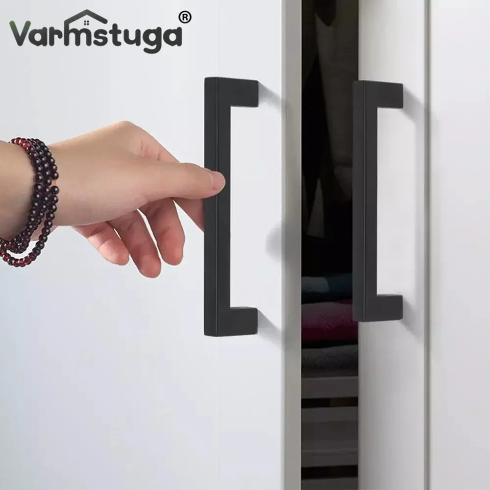 VARMSTUGA Cabinet Pulls Black Modern Square T Bar Diamter Kitchen Bathroom Cupboard Chest Drawer Handles And Knobs Hardware