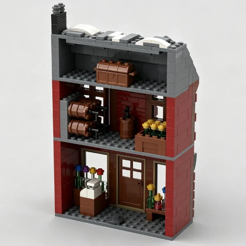QWERT City Street View Model MOC Building Bricks Winter Small Wine Shop Modular Technology Toys Suit Display Christmas Gift