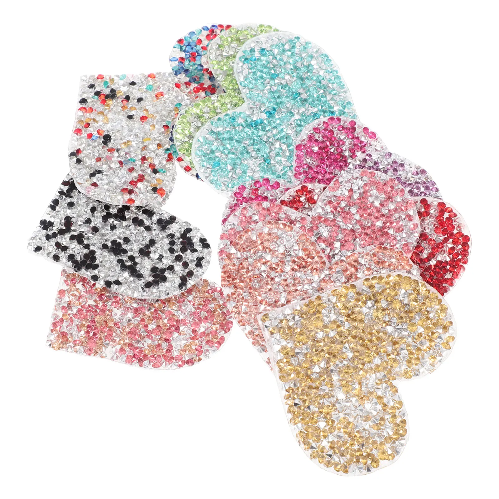 

12pcs Heart Patch Applique Acrylic Adhesive Clothing Supplies Diy Projects Hat Bag Clothes Decoration