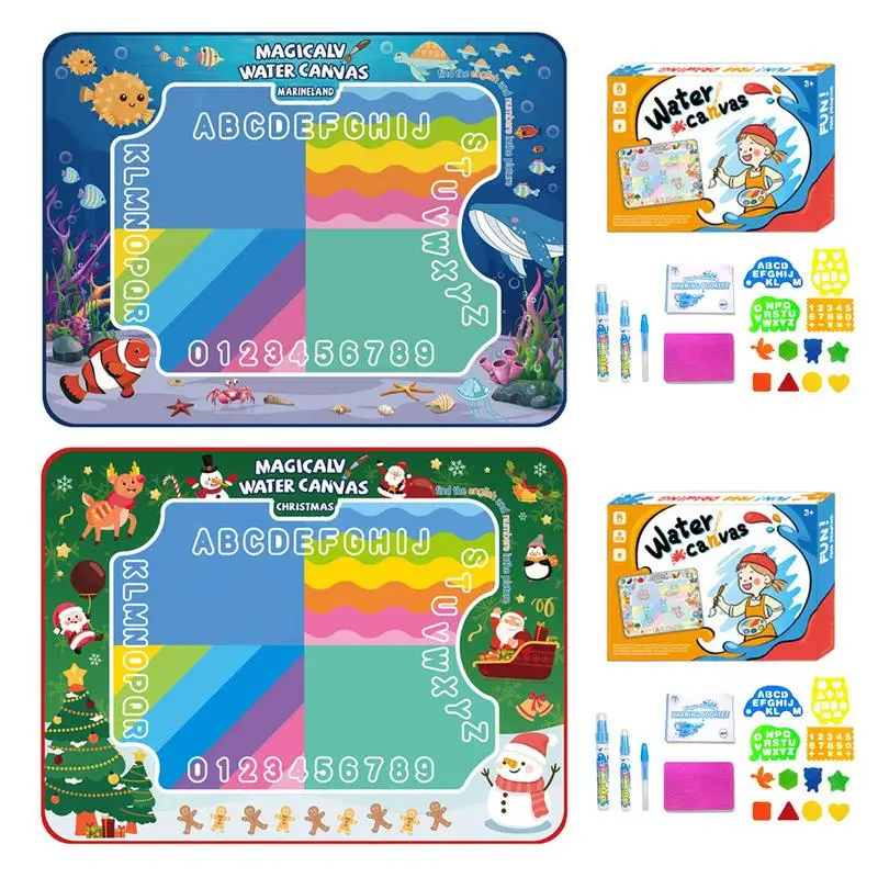 Tapete de garabatos de agua reutilizable, tablero de pintura para colorear, juguetes de aprendizaje, tapete de escritura Extra Grande para niños de 3 a 5 años, vacaciones