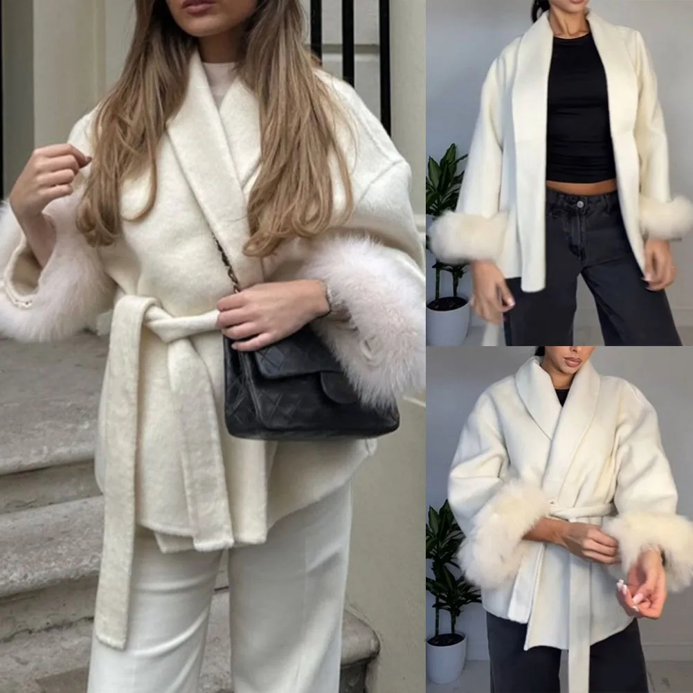 เสื้อคลุมผู้หญิงแบบสองด้าน ความยาวปานกลาง รุ่นโค้ท พร้อมเชือกผูก ปิดด้วยเชือกผูก เสื้อคลุมกันหนาวสำหรับฤดูใบไม้ร่วงและฤดูหนาว