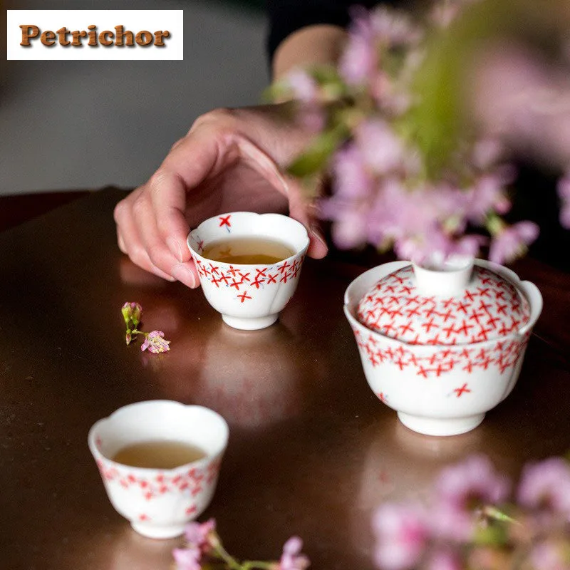 2 قطعة/الوحدة مرسومة باليد أربع أوراق البرسيم فنجان الشاي وعاء إبريق الماء الشاي تذوق كوب شخصي Jianzhan ماستر أكواب خدمات الشاي 40 مللي #4