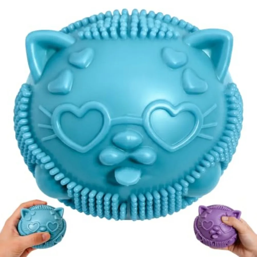 

Cool Cat Squeeze Squishy, Wild Kitties Fuzzy Ball Sensory Squeeze Balls, Slow Rising Stress Relief Toys, Anxiety Calming Squish