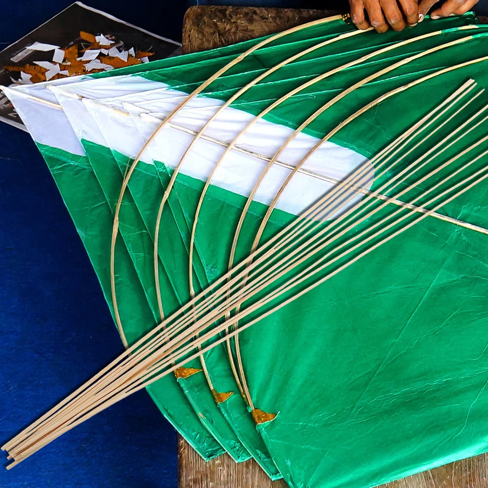20 Stück Bambus-Bastelstäbe, vorgeschnitten, flach, leicht, stark, Drachenrahmenstangen für DIY-Kinderdrachenherstellung, kreative Aktivitäten im Freien
