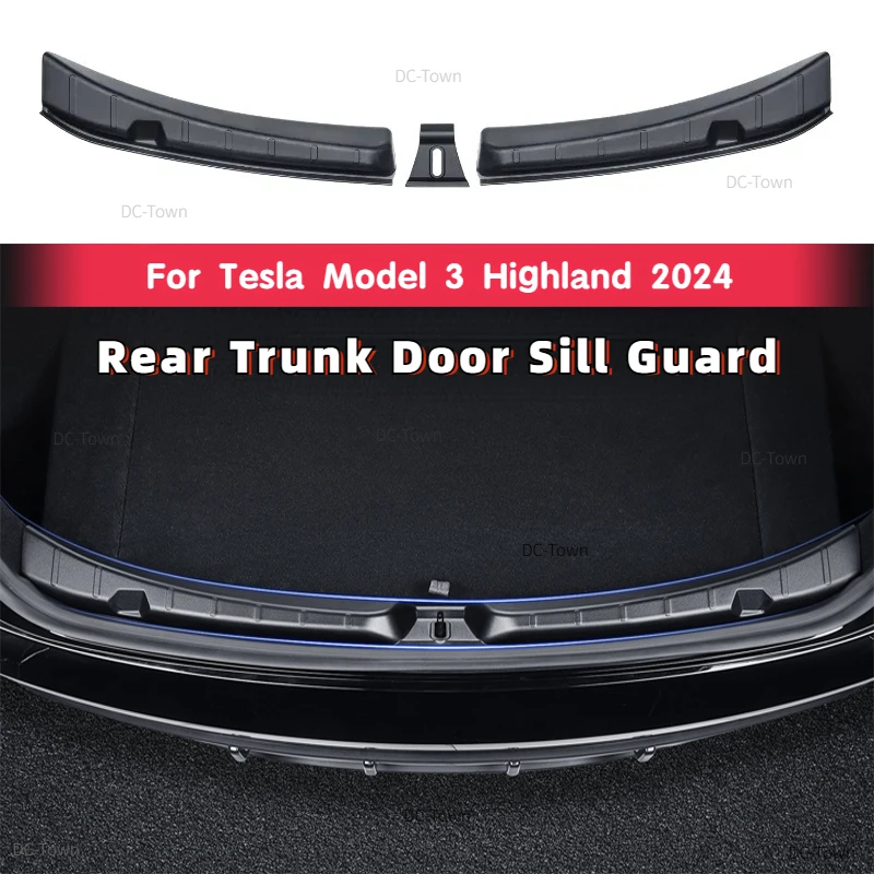 

Rear Trunk Door Sill Guard for Tesla Model 3 Highland 2024 TPE Rear Bumper Segmented Protective Strip Car Interior Accessories