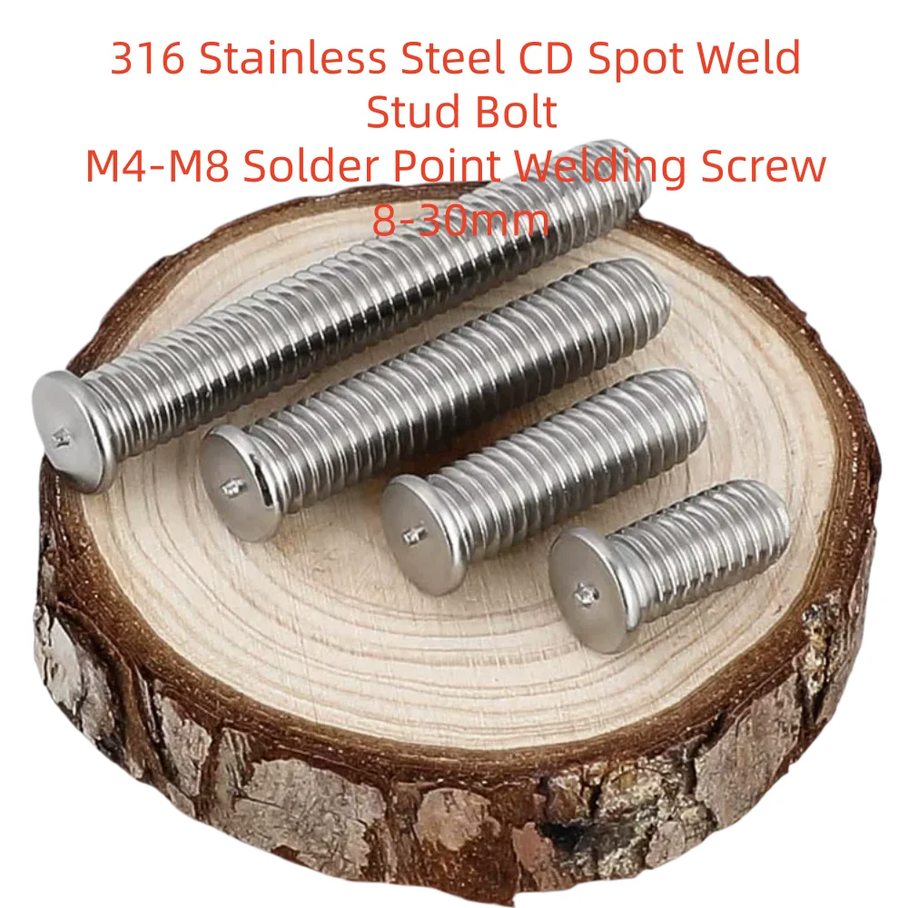 10/20/50/100Pcs M4-M8 316 Stainless Steel Solder Point Weld Stud CD Spot Welding Bolt L8-30mm Industrial Fastener