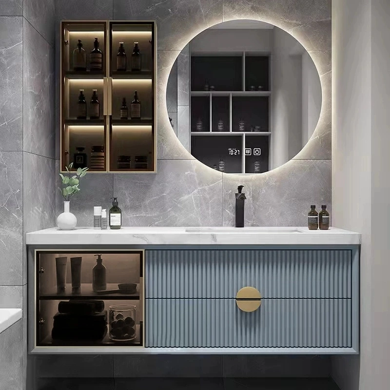 

Round Toilet Luxury Bathroom Cabinet Modern Classic Washroom Hotel Bathroom Cabinet Vanity Meuble Salle De Bain Home Furniture