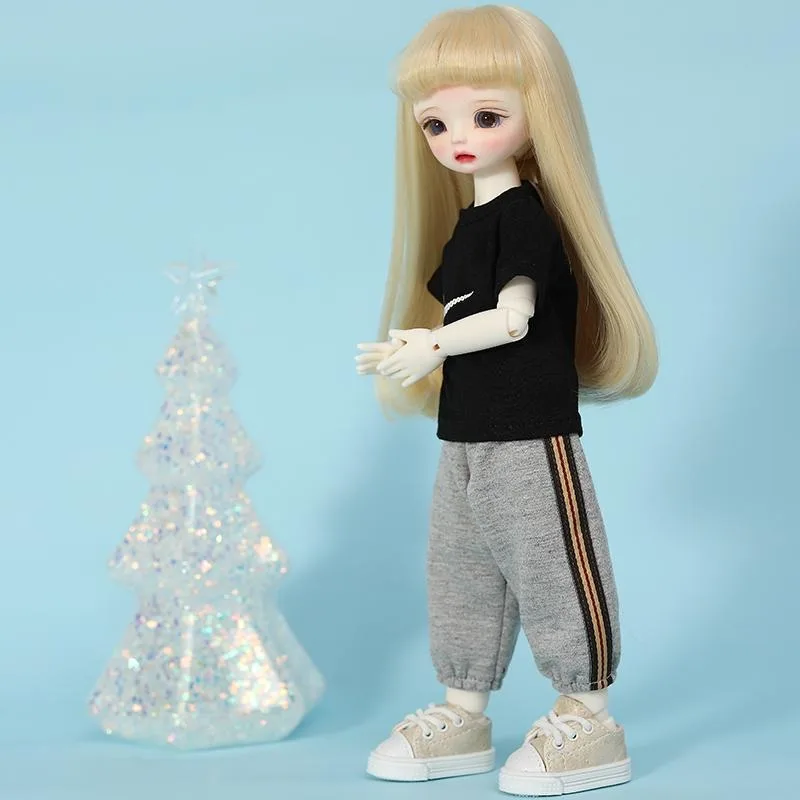 1/6 bjd ملابس دمى الطفل تي شيرت قصير السراويل الطويلة