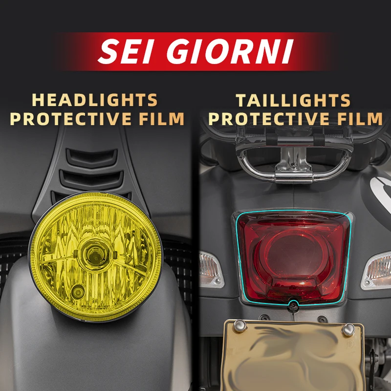 

For VESPA Sei Giorni Bike Headlight And Taillight Transparent Protective Film Motorcycle Accessories Lamp Scratch Proof Stickers