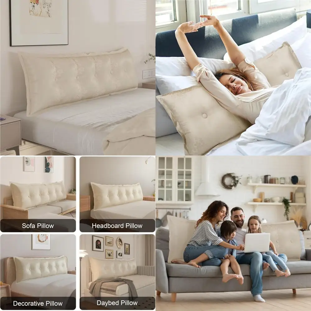 

Rectangular Headboard Pillow Queen Size - Bolster Pillow for Bed, Sitting Comfort, Daybed Pillows, Back Support Pillow for Readi