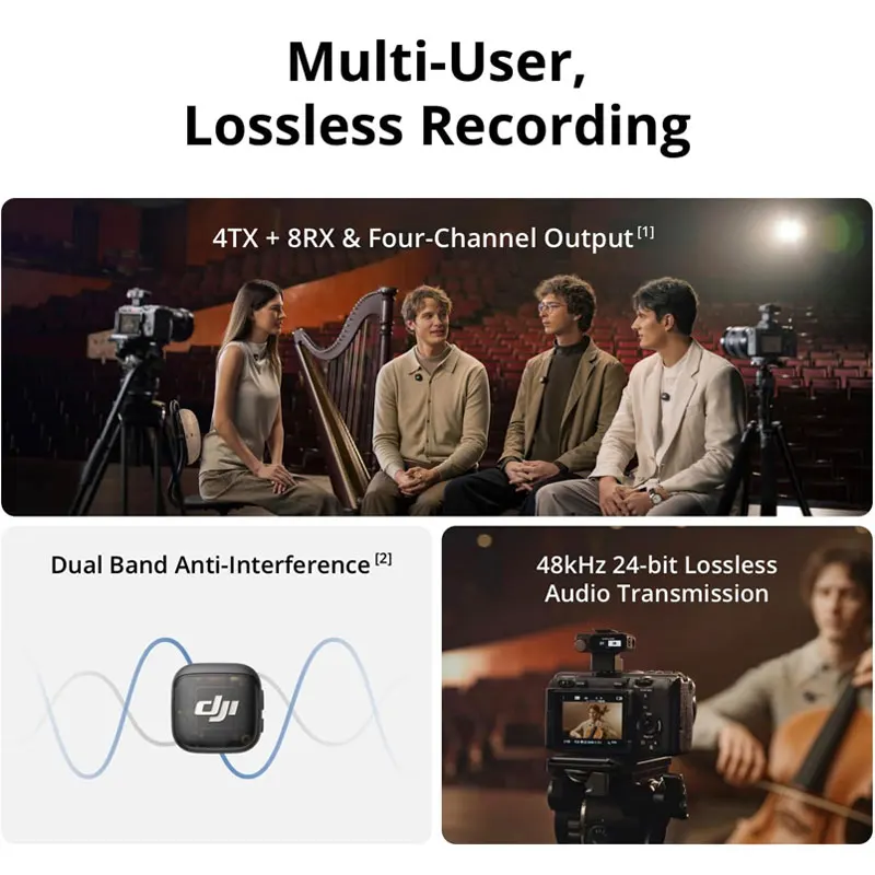 2025년 신제품 DJI Mic 3 무선 마이크 아이폰/카메라/안드로이드용 초경량 듀얼 밴드 간섭 방지 28시간 사용 브이로그용