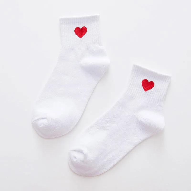 Casual Pretty Heart Love Socks Cute Comfortable Girls Women Winter Summer Fall Sporting Leisure Pure Cotton Meias