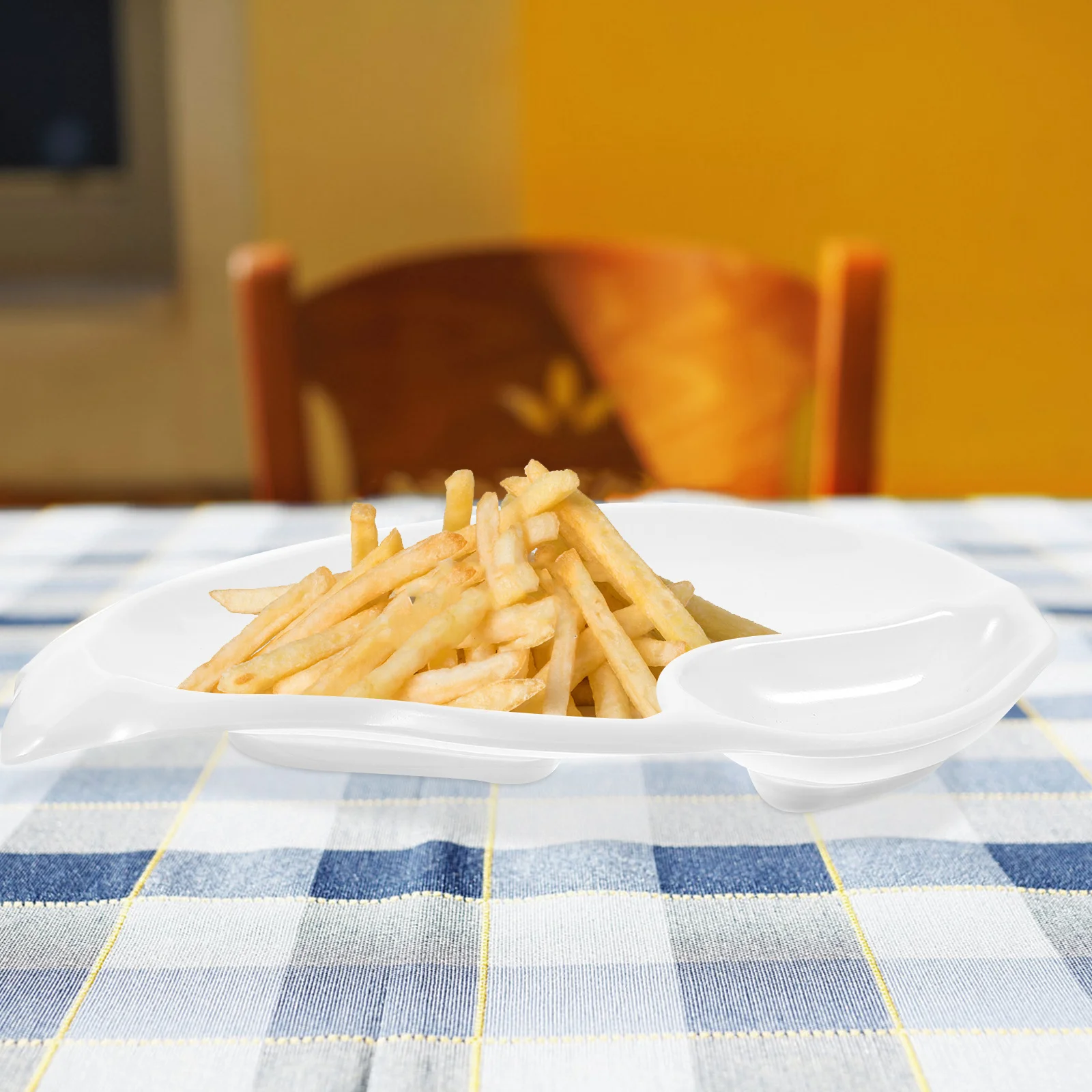 

2Pcs French Fries Dish Small Snack Plate Reusable Dipping Bowl for Sushi Dumplings Ketchup Butter Olive Oil Serving Tray