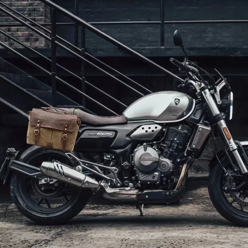 【Premium】For Sekelon RE600 560 side bag motorcycle modification parts bracket tail cowhide canvas vintage hanging bag