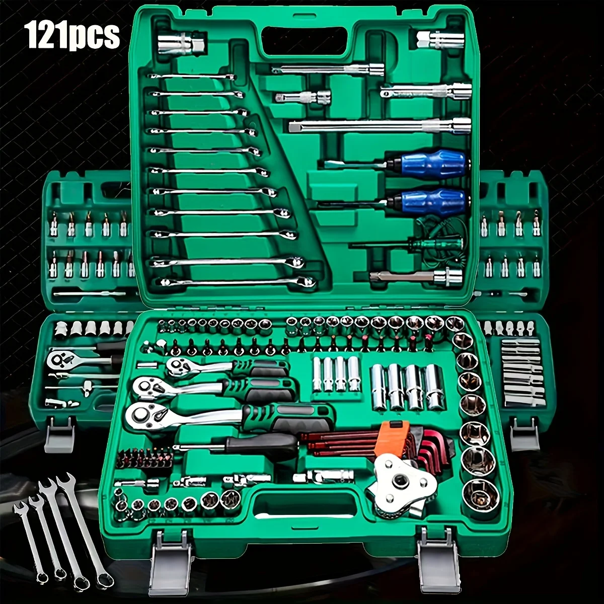 1/2,1/4,3/8 Inch Drive Ratchet Wrench Set,108/121/151pcs Drive Socket Set, With S2 & CR-V Sockets,Metric Hex Bit Socket Set