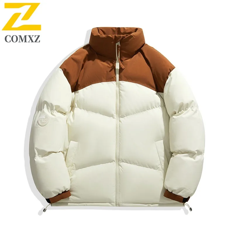 COMXZ 2025 الرجال الوقوف طوق معطف مبطّن قصير سميكة الشتاء سترة منفوخة الشباب موضة التحكم في الأسعار 119 يوان