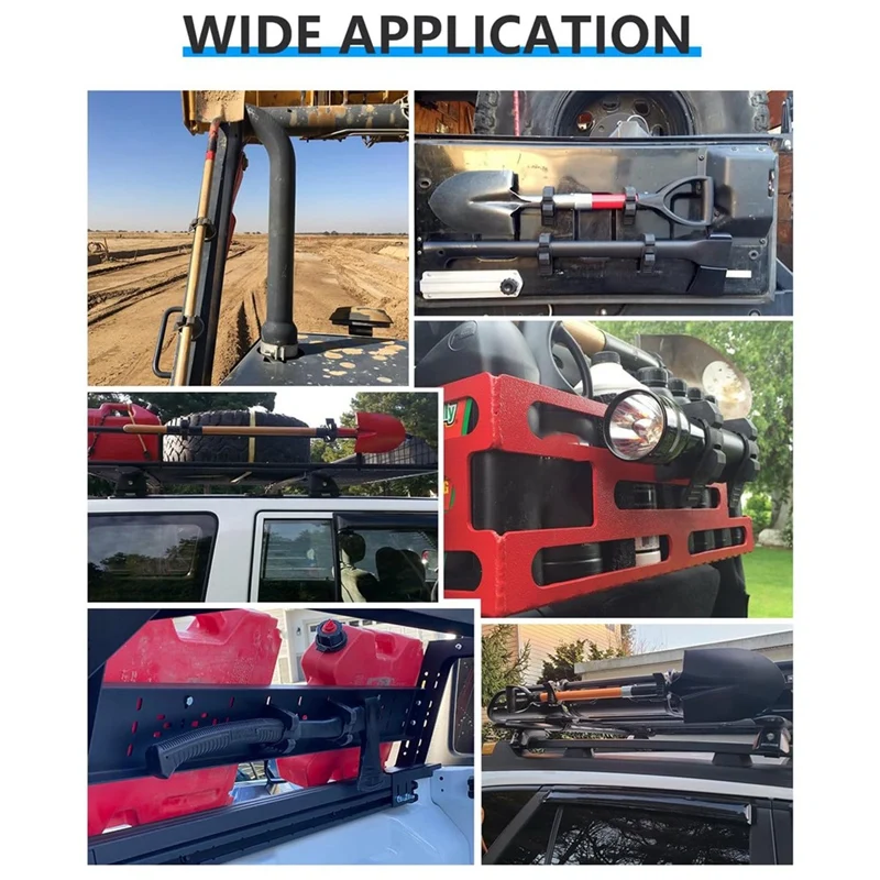 แจ็คจับ Keeper Shovel Holder Mount, ยาง Clamp Mount เหมาะกับ 1-1/7 นิ้วถึง 1-3/7 นิ้วเส้นผ่านศูนย์กลางเครื่องมือ