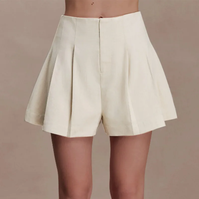 Women's Shorts Sets Lapel Single Button Short Sleeve Waist Cinching Suit Jacket Pleated Shorts Suits Fashion Office Lady Outfits