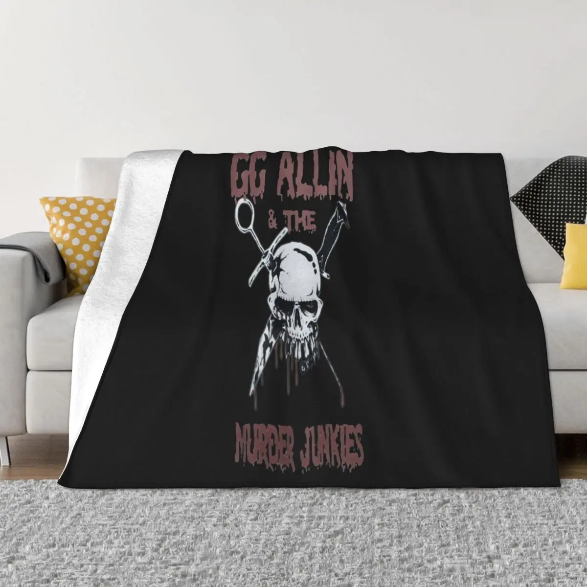 Gg Allin Murder Junkies Hardcore Punk Rock Outlaw Band Mens Interested Hip-Hop Slogan Throw Blanket