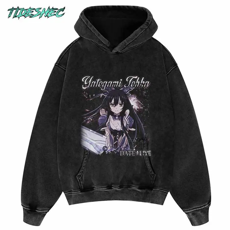 Vintage Hoodie Sweatshirt Streetwear Y2K Hip Hop Girl Graphic Print Punk Gothic Hooded Harajuku Fashion Loose Oversized Pullover