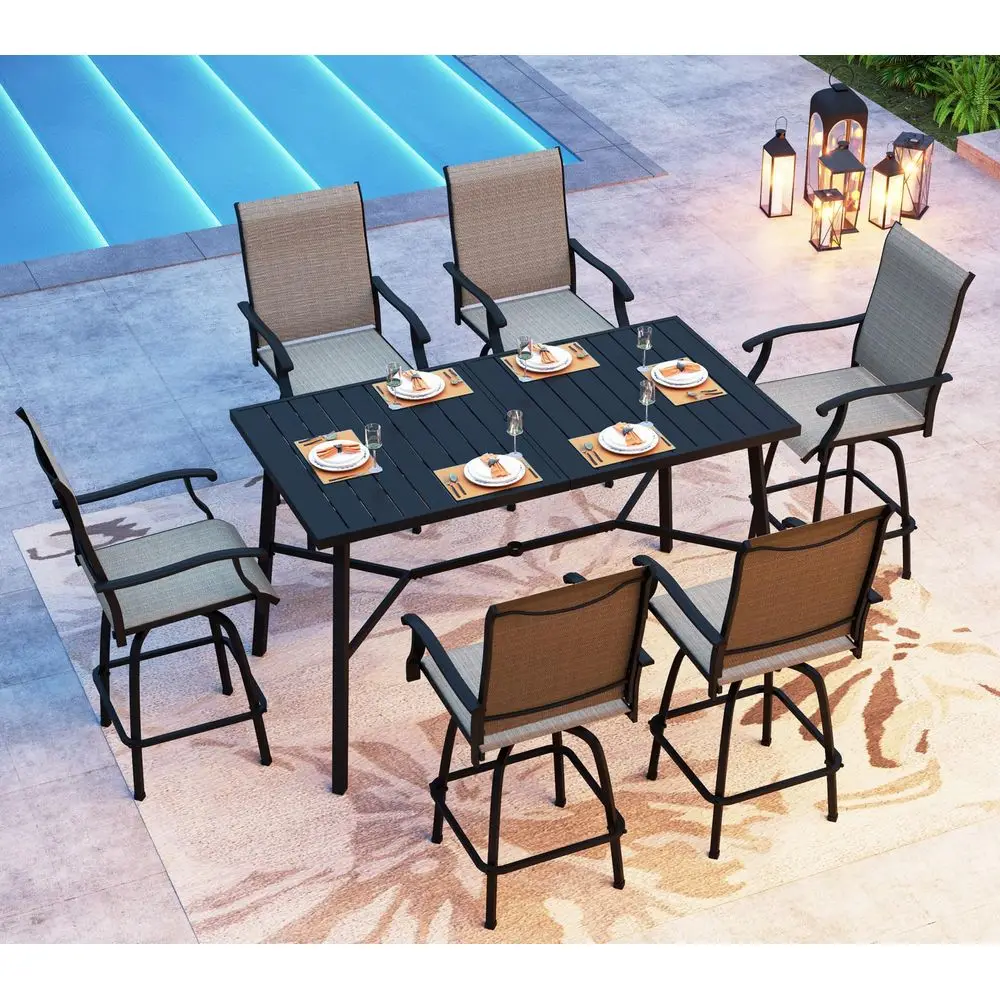 Outoor Swivel Bar Stools Set of 6,Patio Chairs