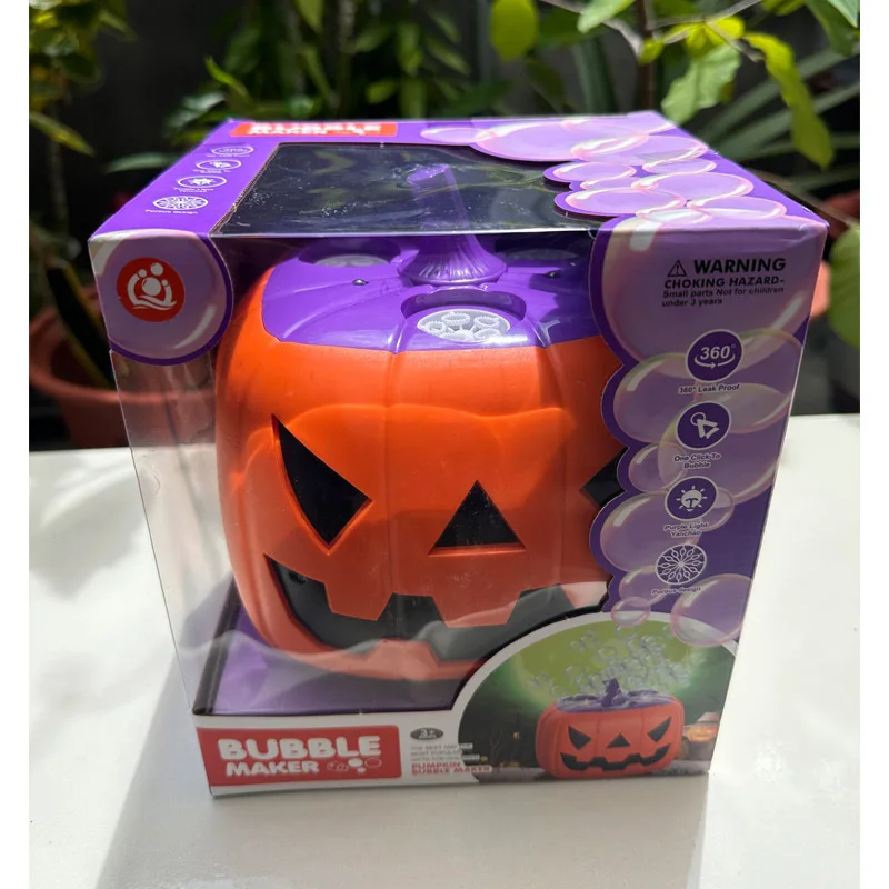 Máquina de burbujas de Halloween, juguete eléctrico de calabaza, fiesta fantasma con sonrisa bonita, máquina automática de soplado de burbujas, juguete de descompresión