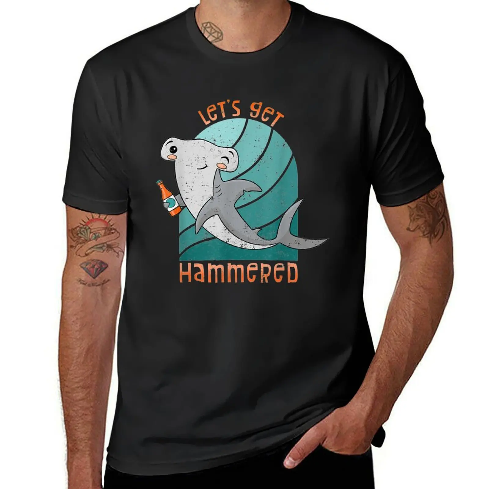 Funny Hammerhead Shark Lets Get Hammered Drinking T-Shirt customizeds blacks customs design your own mens funny t shirts