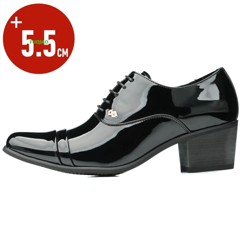 2026 Men's 5.5cm Height Increase Dress Shoes Business Formal Oxfords for Wedding Party Comfortable Leather Lace-Up Men's Shoes
